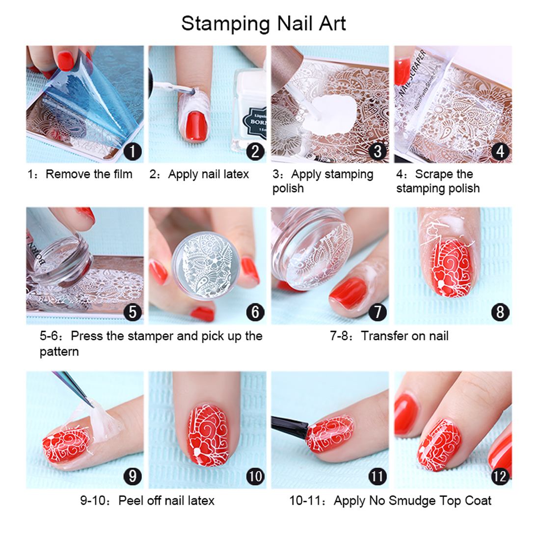 Nail Art Stamping kits, 4pcs Nail Stamping Template Image Plates 3D